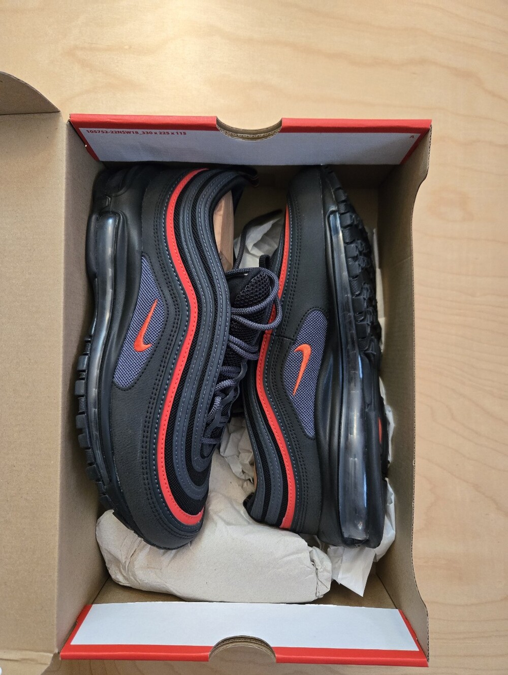 Nike Air Max 97 Black Picante Red Anthracite - Size 8